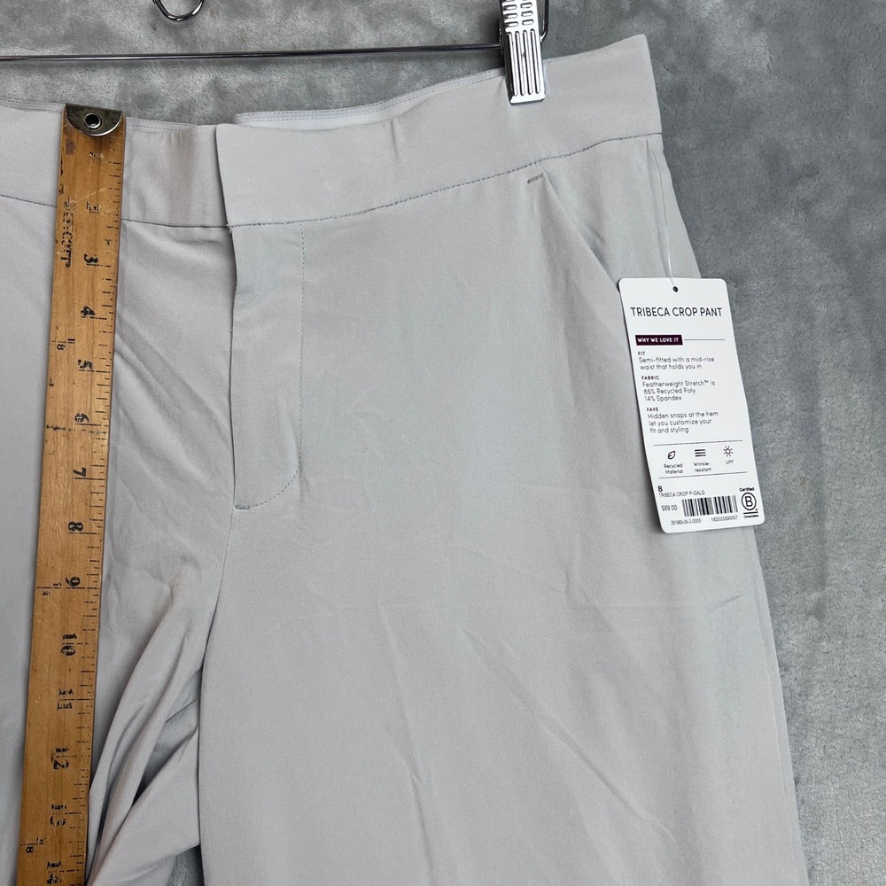 Athleta Tribeca Crop Pant Light Grey Wide Leg Snap Hem 281969 Size 8 NWT - Picture 6 of 13